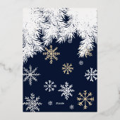 雪モダン片の松海軍の冬のクリスマスパーティー 箔招待状 (裏面)