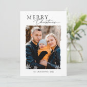 雪モダン片オーバーレイMerry Christmas Photo シーズンカード (スタンド正面)