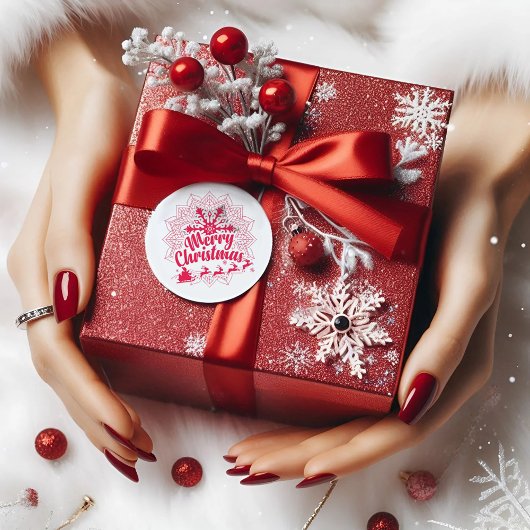 雪モダン片クリスマスの曼荼羅 ラウンドシール