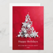 雪モダン片クリスマスツリーのグリーティ企業のング シーズンカード (正面/裏面)