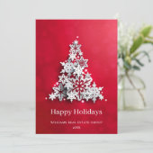 雪モダン片クリスマスツリーのグリーティ企業のング シーズンカード (スタンド正面)