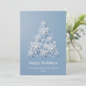 雪モダン片クリスマスツリーのグリーティ企業のング シーズンカード (スタンド正面)