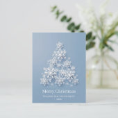 雪モダン片クリスマスツリーのグリーティ企業のング シーズンポストカード (スタンド正面)