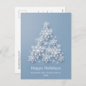 雪モダン片クリスマスツリーのグリーティ企業のング シーズンポストカード (正面/裏面)