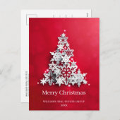 雪モダン片クリスマスツリーのグリーティ企業のング シーズンポストカード (正面/裏面)