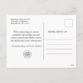 雪モダン片クリスマスツリーのグリーティ企業のング シーズンポストカード (裏面)