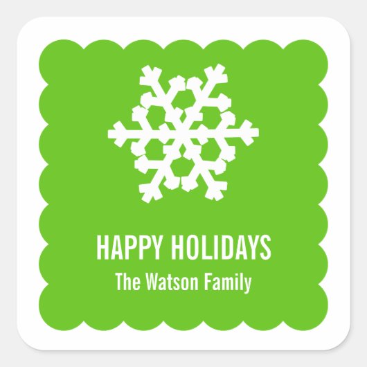 雪モダン片グリーンホタテ スクエアシール (正面)