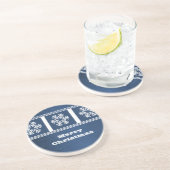 雪モダン片コースター、青 コースター (側面)