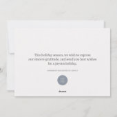 雪モダン片スノーオンブルーホリデーグリーティング シーズンカード (裏面)