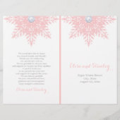 雪モダン片ピンクのホワイトウェディングプログラム (正面)