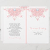 雪モダン片ピンクのホワイトウェディングプログラム (正面/裏面)