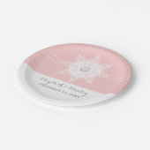 雪モダン片ピンク白い冬の結婚式 ペーパープレート (アングル)