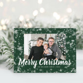 雪モダン片フォトクリスマスポストカード ポストカード