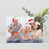 雪モダン片フレームのクリスマスフォト シーズンカード (スタンド正面)