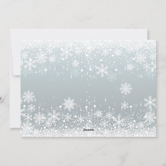 雪モダン片フレームのクリスマスフォト シーズンカード (裏面)