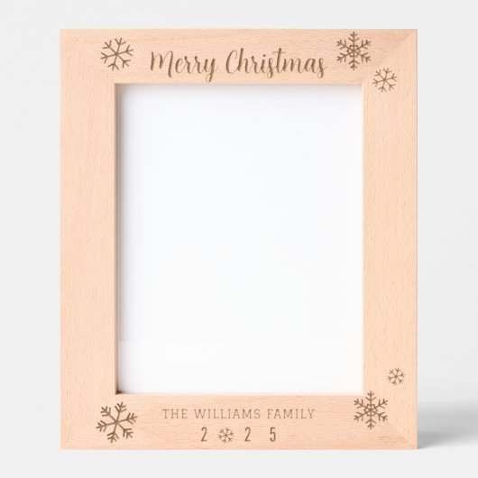 雪モダン片メリークリスマスファミリー名年 レーザー彫刻フレーム (正面)
