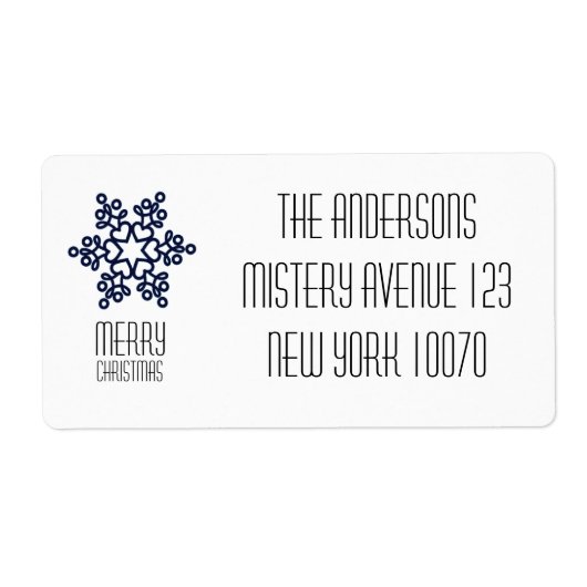 雪モダン片メリークリスマスブルー ラベル (正面)