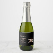 雪モダン片企業の季節あいさつミニ スパークリングワインラベル (正面)