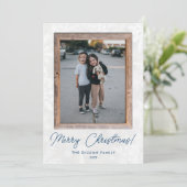 雪モダン片素朴ウッドフレームホリデーフォト シーズンカード (スタンド正面)