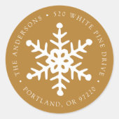 雪モダン片金ゴールド差出人住所ラベル ラウンドシール (正面)