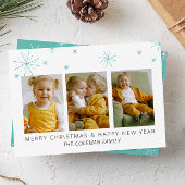雪モダン片3フォトクリスマスカード シーズンカード