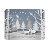 雪モダン片 |休日の挨拶 マグネット (横)