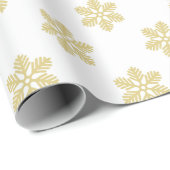 雪モダン片 |金ゴールドと白 ラッピングペーパー (ロールコーナー)