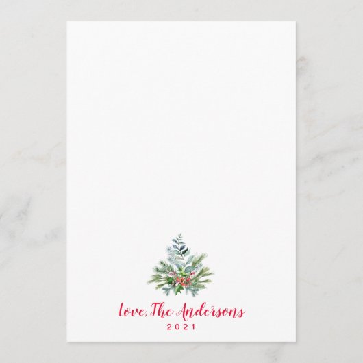 雪モダン白水色フェスティバルグリーンズ写真 シーズンカード (裏面)