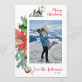 雪モダン白水色フェスティバルグリーンズ写真 シーズンカード (正面)