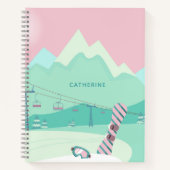 雪モダン盤の冬のスキーパーソナライズされた場 ノートブック (正面)