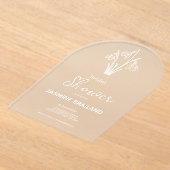 雪モダン粒冬ブライダルシャワー アクリル招待状 (レイダウン)