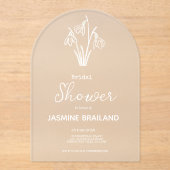 雪モダン粒冬ブライダルシャワー アクリル招待状 (正面)