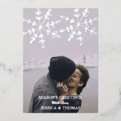 雪モダン結晶のクリスマス実在写真 箔シーズンカード (正面)