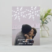 雪モダン結晶のクリスマス実在写真 箔シーズンカード (立ち正面)