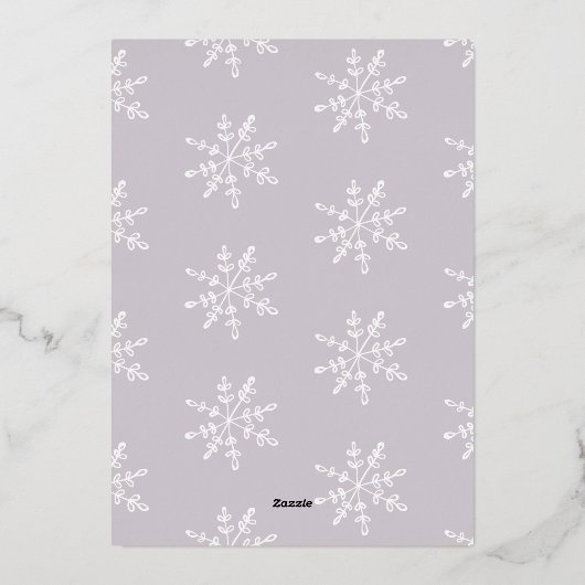 雪モダン結晶のクリスマス実在写真 箔シーズンカード (裏面)