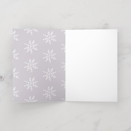 雪モダン結晶のクリスマス実在写真 箔シーズンカード (内側レイダウン)