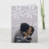 雪モダン結晶のクリスマス実在写真 箔シーズンカード (正面)