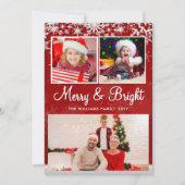雪モダン赤と白片カスタム写真3枚 シーズンカード (正面)