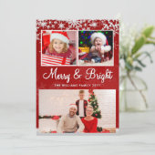 雪モダン赤と白片カスタム写真3枚 シーズンカード (スタンド正面)