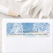 雪モダン降る木の結婚木 |差出人住所 ラベル (インサイチュ)