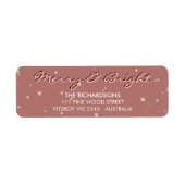 雪モダン雪と明メリーるいピンクのクリスマス ラベル (正面)