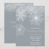 雪モダン雪の水の色の雪の結晶ホリデーパーティー 招待状 (正面/裏面)