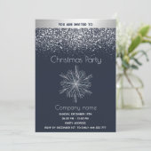 雪モダン雪の水色の雪片クリスマスパーティー 招待状 (スタンド正面)