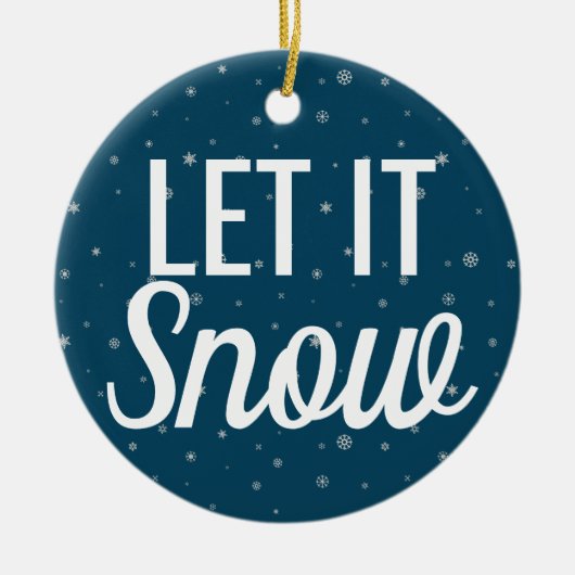 雪モダン雪を積んで雪を青く染める セラミックオーナメント (正面)