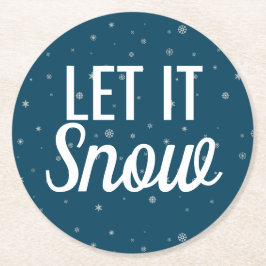 雪モダン雪を積んで雪を青く染める ラウンドペーパーコースター