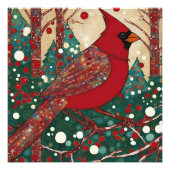 雪モダン雪クリスマス（鳥）ショウジョウコウカンチョウレッドバード フォトプリント            (正面)