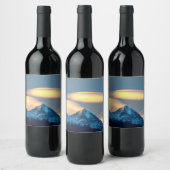 雪ユニークに覆われた山々 ワインラベル (ボトル)