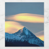 雪ユニークに覆われた山々 ワインラベル (シングルラベル)