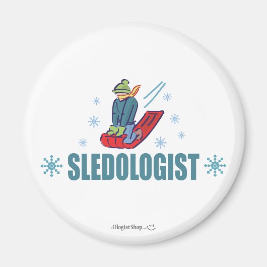 雪ユーモアのあるそり マグネット (正面)