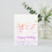 雪ラデンクリスマスツリーオレンジパープル&ホワイト シーズンポストカード (スタンド正面)